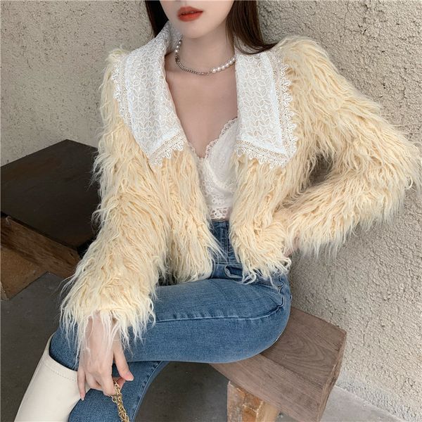 2021 Women Leather Jacket Autumn New Raccoon Skin Thicken Fur Short Lace Garnish Sweet Furry Collar Coat Tails 62PN, Black
2021 Women Leather Jacket Autumn New Raccoon Skin Thicken Fur Short Lace Garnish Sweet Furry Collar Coat Tails 62PN, Black