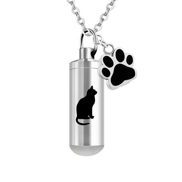 pet paws ashes jewelry for cat stainless steel cylinder funeral urn necklace memorial pendant ashes keepsake, Silver
pet paws ashes jewelry for cat stainless steel cylinder funeral urn necklace memorial pendant ashes keepsake, Silver