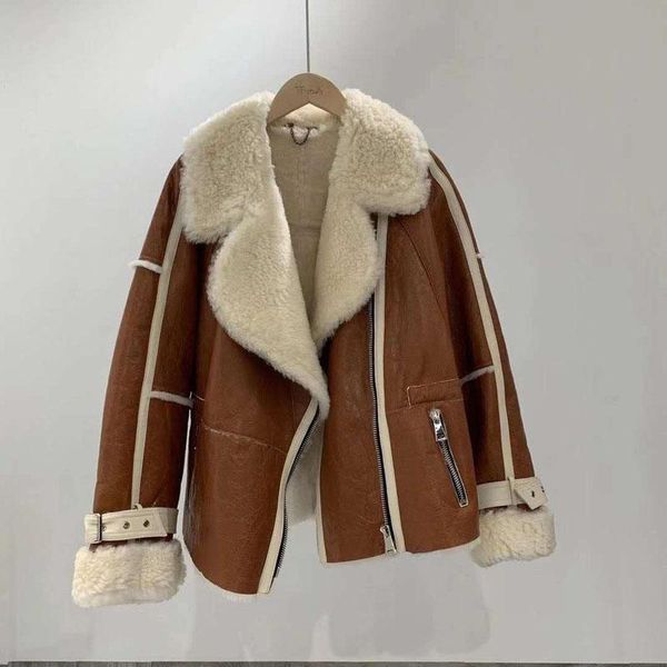 natural real sheep wool double-fced fur women coat winter short overcoat turn-down collar thick warm moto & biker style, Black
natural real sheep wool double-fced fur women coat winter short overcoat turn-down collar thick warm moto & biker style, Black
