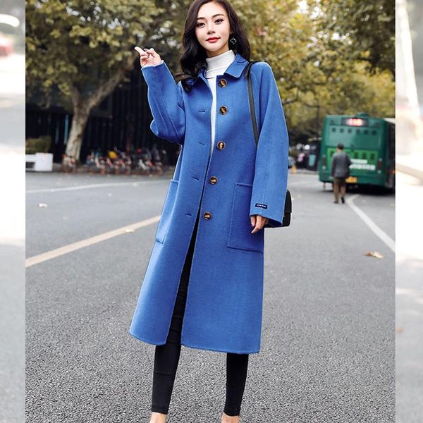women's wool & blends women winter solid long plus size pockets loose simple student korean elegant single breasted casual jacket drop, Black
women's wool & blends women winter solid long plus size pockets loose simple student korean elegant single breasted casual jacket drop, Black