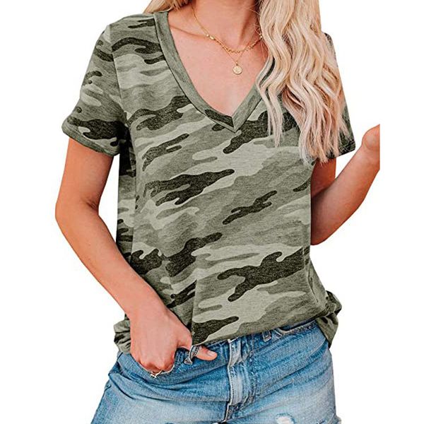 new women's t-shirt spring and summer fashion short sleeve leopard print camouflage print v-neck casual for women, White
new women's t-shirt spring and summer fashion short sleeve leopard print camouflage print v-neck casual for women, White