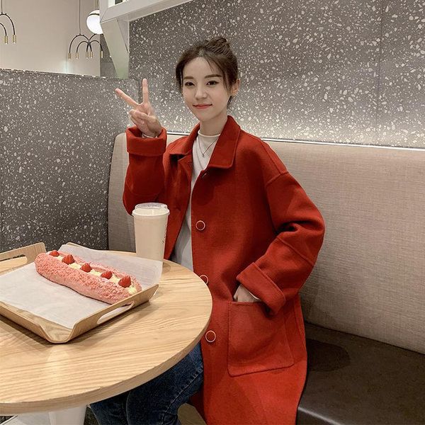 autumn and winter new 2021 double sided cashmere coat women's middle and long high-end korean woolen coat, Black
autumn and winter new 2021 double sided cashmere coat women's middle and long high-end korean woolen coat, Black