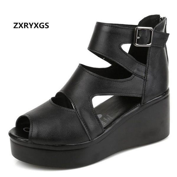 cowhide fish mouth summer shoes woman increased wedge sandals 2020 fashion leather sandals platform high heel women, Black
cowhide fish mouth summer shoes woman increased wedge sandals 2020 fashion leather sandals platform high heel women, Black