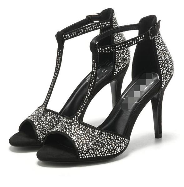 designer shoes bling bling woman black leather open toe t strap rhinestones buckle high heel sandal real ps
designer shoes bling bling woman black leather open toe t strap rhinestones buckle high heel sandal real ps