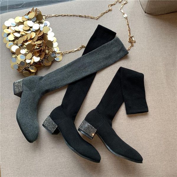 boots socks heels crystal booties ladies shoes round toe boots-women stockings rhinestone low over-the-knee autumn mid, Black
boots socks heels crystal booties ladies shoes round toe boots-women stockings rhinestone low over-the-knee autumn mid, Black