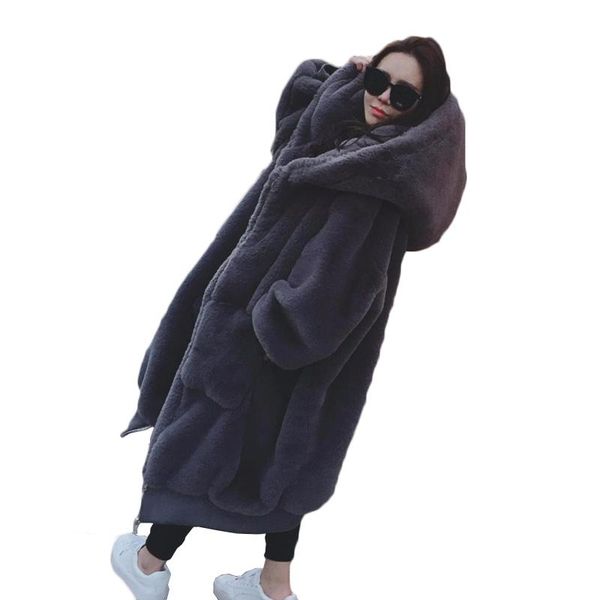 winter women's faux fur coat 2020 new luxury fur coat with hat long women winter thicken warm long sleeve faux jacket, Black 
winter women's faux fur coat 2020 new luxury fur coat with hat long women winter thicken warm long sleeve faux jacket, Black