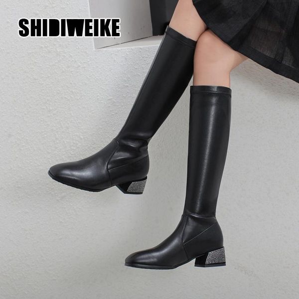boots 2021 autumn winter pu leather women knee high square toe footwear low heels female riding boot woman long v935, Black
boots 2021 autumn winter pu leather women knee high square toe footwear low heels female riding boot woman long v935, Black