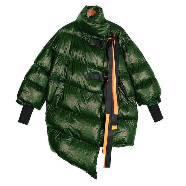women winter silver big size long bubble coat solid ribbons warm parka ladies windbreaker style outerwear, Black
women winter silver big size long bubble coat solid ribbons warm parka ladies windbreaker style outerwear, Black