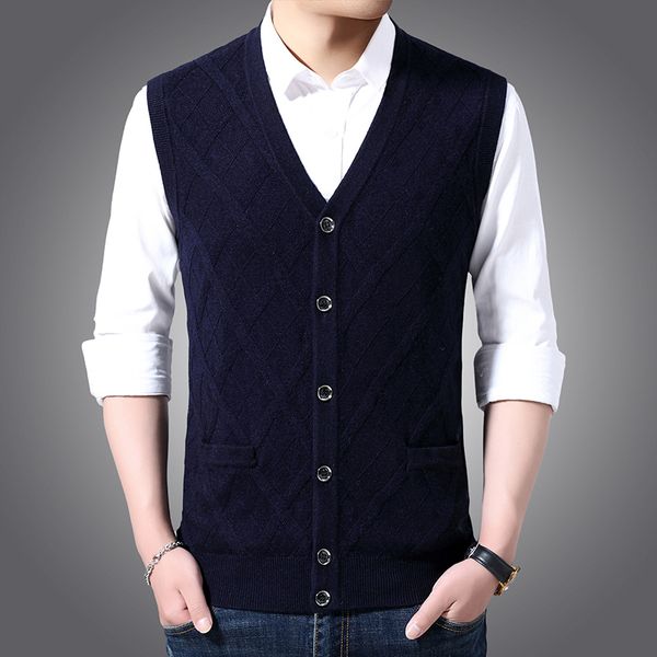 6% wool fashion sleeveless sweater for mens cardigan v neck slim fit jumpers knitwear warm autumn vest casual clothing male 201203, White;black
6% wool fashion sleeveless sweater for mens cardigan v neck slim fit jumpers knitwear warm autumn vest casual clothing male 201203, White;black
