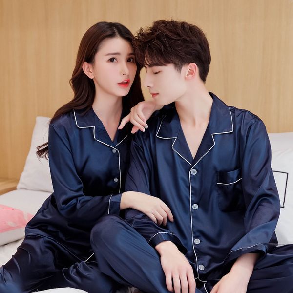 Oversize 3XL Couples Satin Pajamas Set 2pcs Shirt&Pant Home Clothes Lovers Sleepwear Intimate Lingerie Men&Women Pyjamas Suit, Men navy blue1
Oversize 3XL Couples Satin Pajamas Set 2pcs Shirt&Pant Home Clothes Lovers Sleepwear Intimate Lingerie Men&Women Pyjamas Suit, Men navy blue1