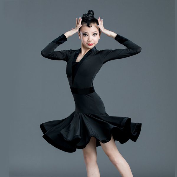 children latin dance dress kids dance costume long sleeve black dress professional dancewear new rumba cha cha dress girls 519, Black;red
children latin dance dress kids dance costume long sleeve black dress professional dancewear new rumba cha cha dress girls 519, Black;red