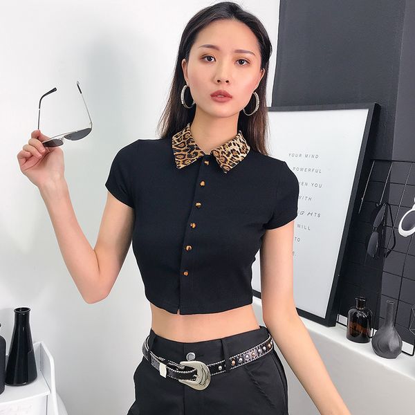 suchcute single button turn-down collar leopard printed crop t-shirt woman casual korean cotton basic black harajuku tee shirt y200111, White
suchcute single button turn-down collar leopard printed crop t-shirt woman casual korean cotton basic black harajuku tee shirt y200111, White