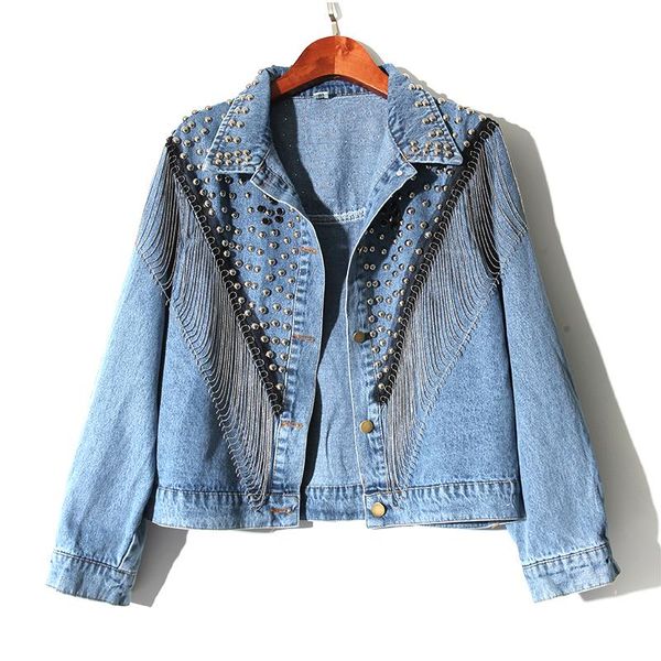 heavy industry beaded tassel jeans coat women's 2021 spring new model korean-style loose all-match lady jacket fashion, Black;brown
heavy industry beaded tassel jeans coat women's 2021 spring new model korean-style loose all-match lady jacket fashion, Black;brown