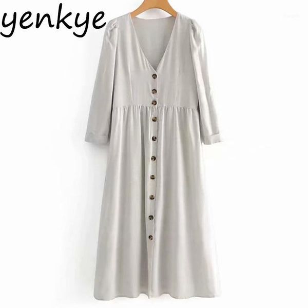 autumn winter dress women vintage solid color button dress long sleeve v neck a-line casual long robe longue xnwm91481, Black;gray
autumn winter dress women vintage solid color button dress long sleeve v neck a-line casual long robe longue xnwm91481, Black;gray