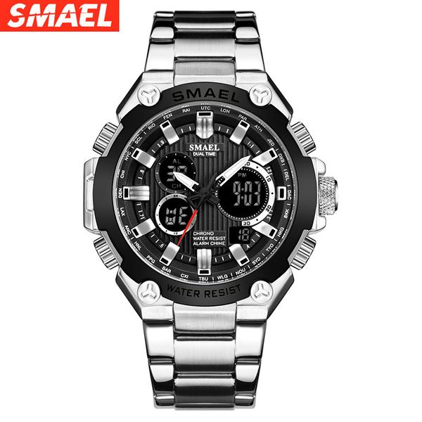 new smael outdoor sports electronic watch men's waterproof watch calendar steel band quartz watch, Slivery;brown
new smael outdoor sports electronic watch men's waterproof watch calendar steel band quartz watch, Slivery;brown