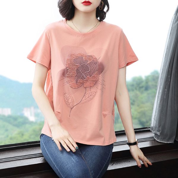 splicing t-shirt female short sleeve 2020 new large embroidered short sleeve summer mother's cotton opcoatwith belly covering zs, White
splicing t-shirt female short sleeve 2020 new large embroidered short sleeve summer mother's cotton opcoatwith belly covering zs, White