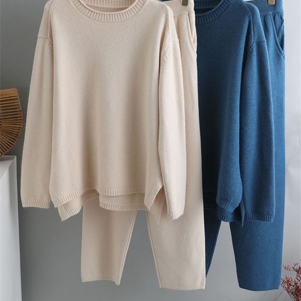 2 pieces set women knitted tracksuit o-neck sweater + granny pants female sweater suit homewear 220315, White
2 pieces set women knitted tracksuit o-neck sweater + granny pants female sweater suit homewear 220315, White