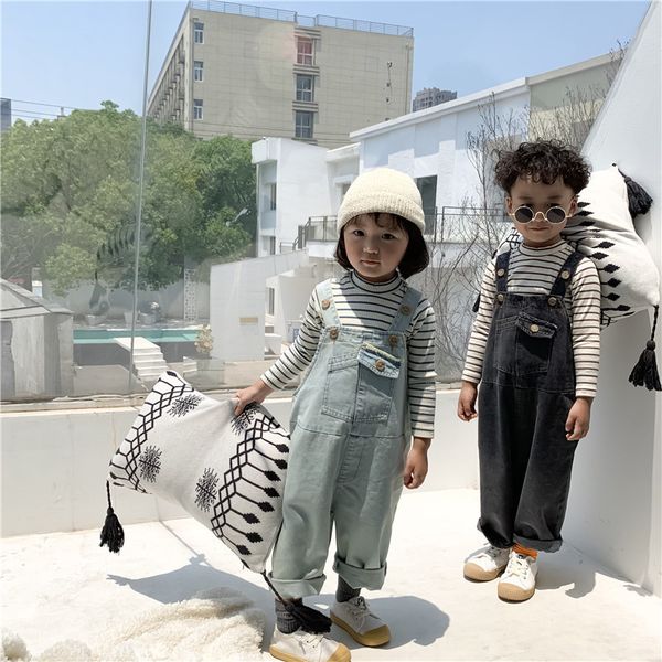 korean style cute boys girls fashion distressed denim overalls kids loose hip hop casual jeans with braces y200704, Blue 
korean style cute boys girls fashion distressed denim overalls kids loose hip hop casual jeans with braces y200704, Blue