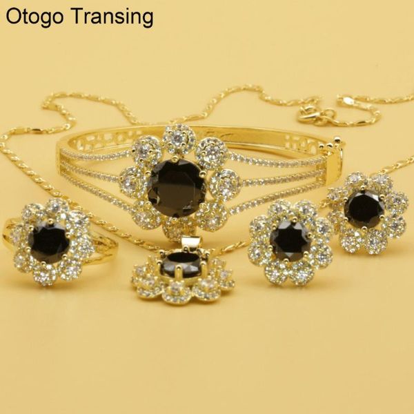 otogo transing 2021 party gold color jewelry set charm women fashion black crystal ring earrings necklace bracelet mark-set208, Silver
otogo transing 2021 party gold color jewelry set charm women fashion black crystal ring earrings necklace bracelet mark-set208, Silver