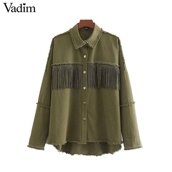 vadim women stylish oversized beading decorate denim jacket tassel patchwork long sleeve coat female outwear loose ca522 y200101, Black;brown
vadim women stylish oversized beading decorate denim jacket tassel patchwork long sleeve coat female outwear loose ca522 y200101, Black;brown