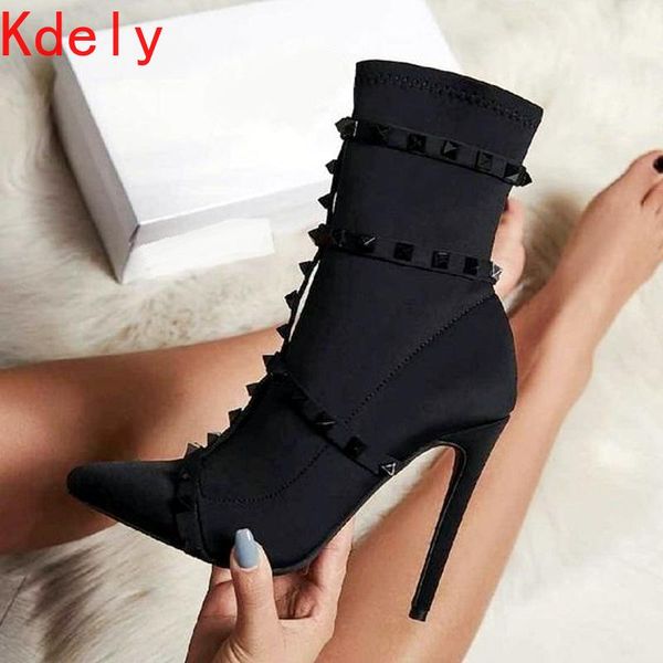 2020 fashion luxury women 11.5cm high heels fetish rivets silk sock boots stiletto ankle boots scarpins studded red spring shoes, Black
2020 fashion luxury women 11.5cm high heels fetish rivets silk sock boots stiletto ankle boots scarpins studded red spring shoes, Black