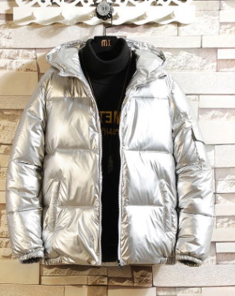 korean trend men winter men's short warm coat sier bright cotton student down jacket, Black