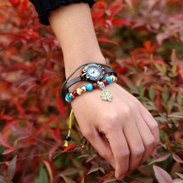 grass clover lucky sweet and lovely wind beaded girl cowhide bracelet student jewelry 6b4kgzla, Slivery;brown
grass clover lucky sweet and lovely wind beaded girl cowhide bracelet student jewelry 6b4kgzla, Slivery;brown