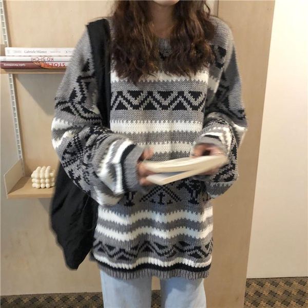 autumn 2021 and new winter striped female retro-lazy student girl's around the neck long joker sweater tide yia7, White;black
autumn 2021 and new winter striped female retro-lazy student girl's around the neck long joker sweater tide yia7, White;black