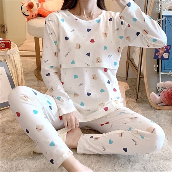 autumn postpartum women lactation clothes set cotton breastfeeding pajamas suits long sleeve cotton nursing +belly pants set lj201123, White
autumn postpartum women lactation clothes set cotton breastfeeding pajamas suits long sleeve cotton nursing +belly pants set lj201123, White