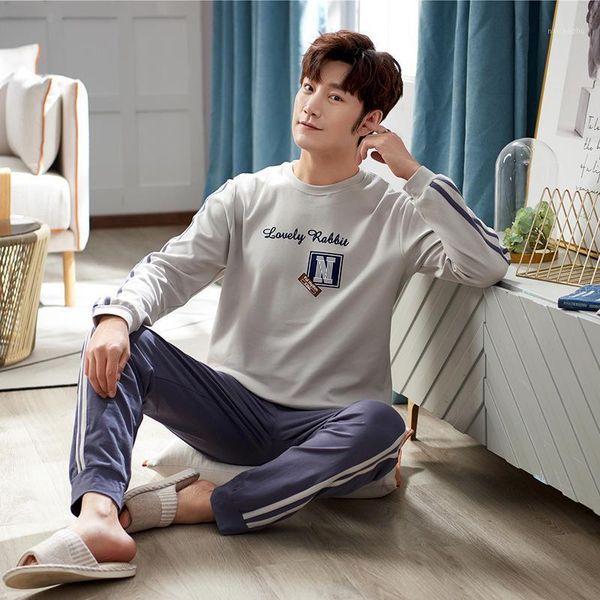 autumn winter cotton sleepwear long sleeve warm pajamas set gray letter home suit plus sizes loose mens sleepwear casual pajama1, Black;brown
autumn winter cotton sleepwear long sleeve warm pajamas set gray letter home suit plus sizes loose mens sleepwear casual pajama1, Black;brown