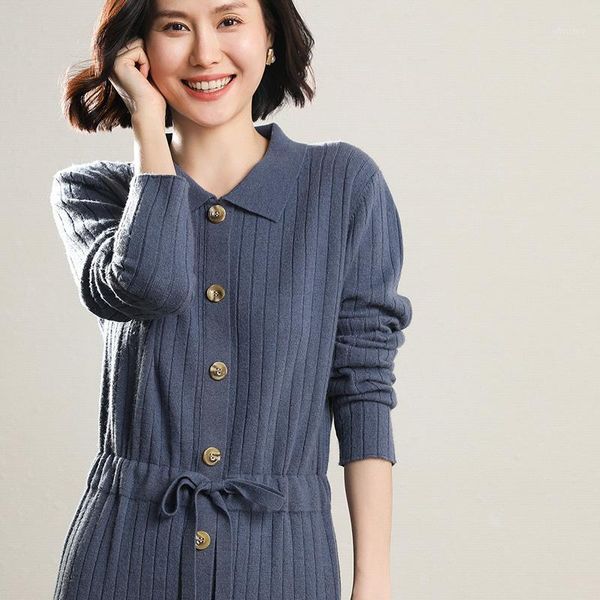 new style 100% pure wool dress for autumn and winter women's collar mid-length cardigan sweater pure color lace-up knitted1, Black;gray
new style 100% pure wool dress for autumn and winter women's collar mid-length cardigan sweater pure color lace-up knitted1, Black;gray