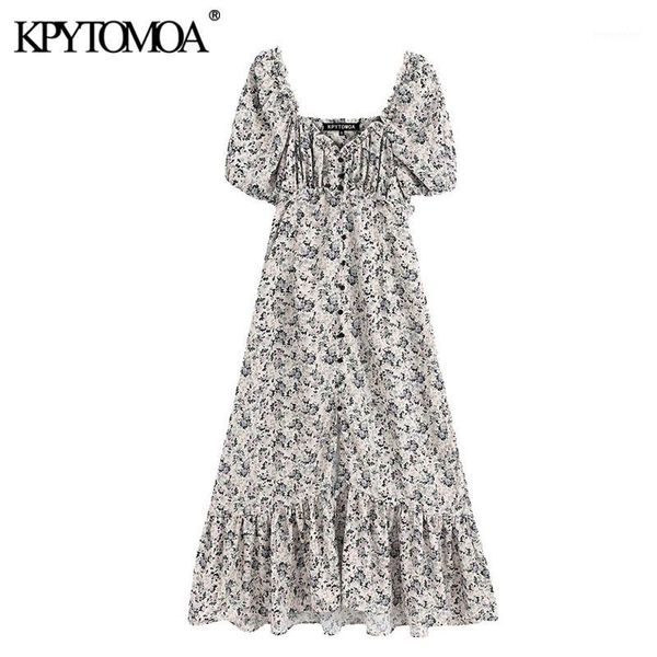 kpytomoa women 2020 chic fashion floral print ruffled midi dress vintage v neck puff sleeve buttons slit female dresses vestidos1, White;black
kpytomoa women 2020 chic fashion floral print ruffled midi dress vintage v neck puff sleeve buttons slit female dresses vestidos1, White;black