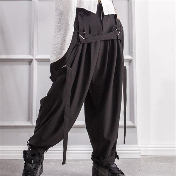 men's pants trousers casual spring and autumn slacks lantern belt adjustable design foot strap yamamoto style, Black
men's pants trousers casual spring and autumn slacks lantern belt adjustable design foot strap yamamoto style, Black