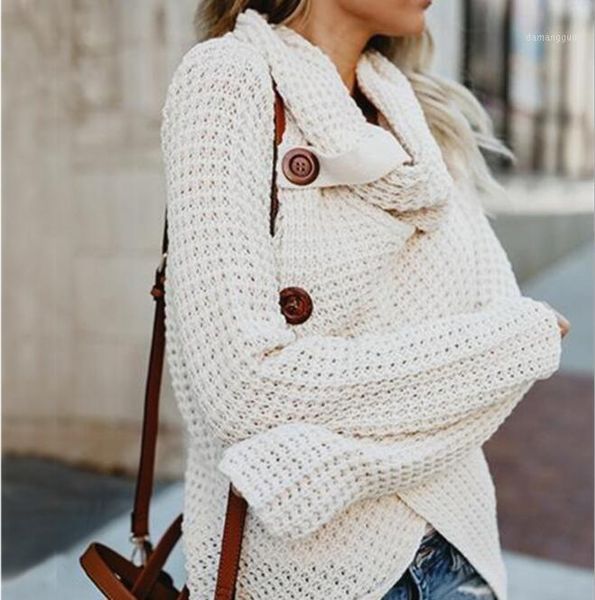 autumn and winter knitted women sweaters long sleeve pullovers knitting irregular button sweater plus size scarf collar 1, White;black
autumn and winter knitted women sweaters long sleeve pullovers knitting irregular button sweater plus size scarf collar 1, White;black