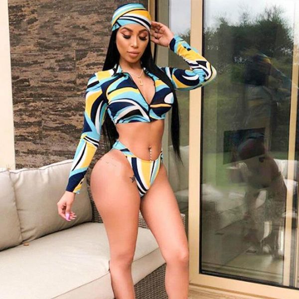 2019 women's two-piece suit swimsuit tankini print long-sleeve zipper v-neck swimsuit low waist beachwear + headscarf1, White;black
2019 women's two-piece suit swimsuit tankini print long-sleeve zipper v-neck swimsuit low waist beachwear + headscarf1, White;black