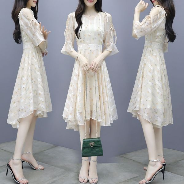 43zrj fairy new skirt temperament popular waist floral chiffon slimming dress women's summer fashion women's fairy fashion 2020 fa, Black;gray
43zrj fairy new skirt temperament popular waist floral chiffon slimming dress women's summer fashion women's fairy fashion 2020 fa, Black;gray