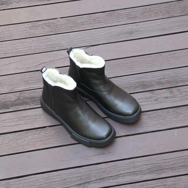 cowhide + sheepskin wool integrated snow boots, Black
cowhide + sheepskin wool integrated snow boots, Black