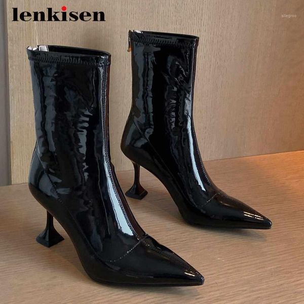 boots lenkisen high street fashion microfiber nightclub strange heel pointed toe zipper elegant lady dress mid-calf l871, Black
boots lenkisen high street fashion microfiber nightclub strange heel pointed toe zipper elegant lady dress mid-calf l871, Black