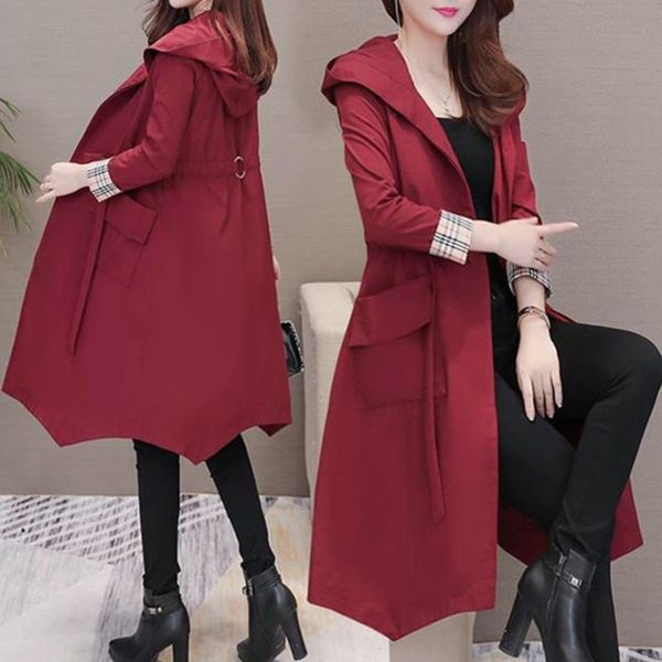 spring and autumn new women's korean medium long windbreaker loose lace up thin hooded thin coat 1028, Tan;black
spring and autumn new women's korean medium long windbreaker loose lace up thin hooded thin coat 1028, Tan;black