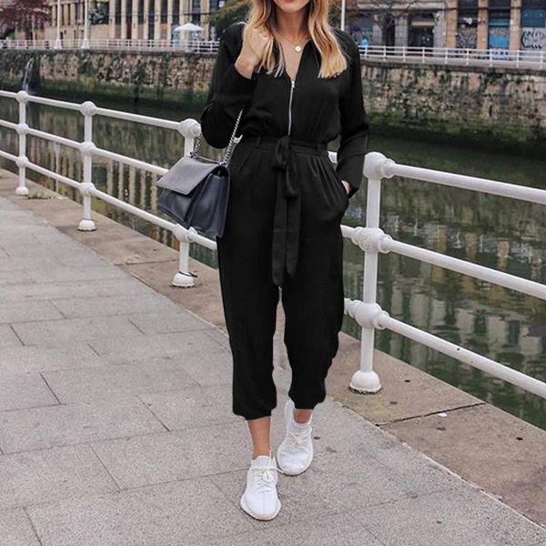 celmia fashion women zipper rompers 2020 autumn long sleeve casual jumpsuits belted stand collar cargo pants plus size overalls1, Black;white
celmia fashion women zipper rompers 2020 autumn long sleeve casual jumpsuits belted stand collar cargo pants plus size overalls1, Black;white