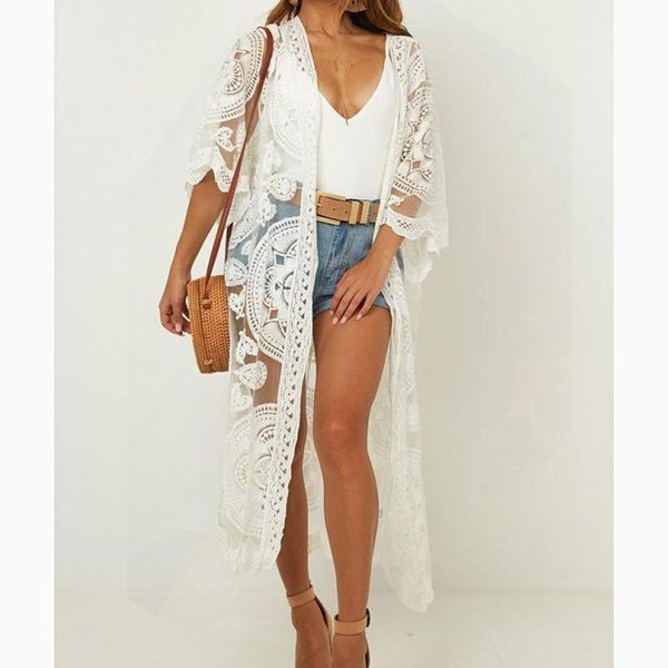 women's swimwear long transparent cover up plus size beach wear mesh tunic white dress coverups for women swimsuit, White;black
women's swimwear long transparent cover up plus size beach wear mesh tunic white dress coverups for women swimsuit, White;black