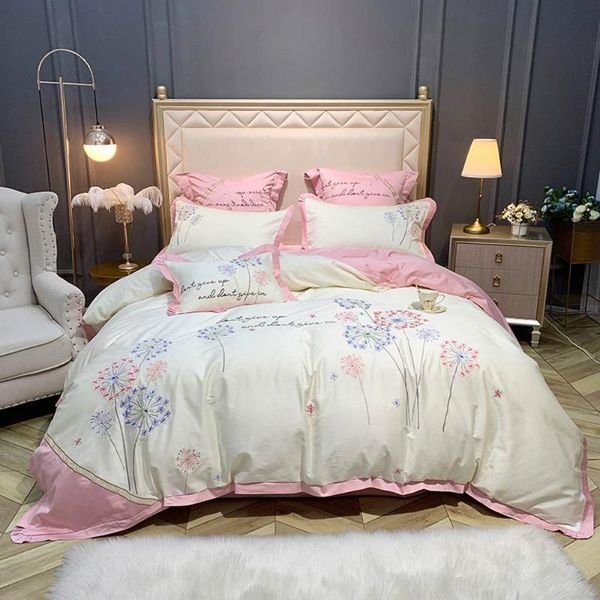 papa&mima light pink dandelion embroidery satin egyptian cotton king size bedding set duvet cover sheet pillow sham
papa&mima light pink dandelion embroidery satin egyptian cotton king size bedding set duvet cover sheet pillow sham