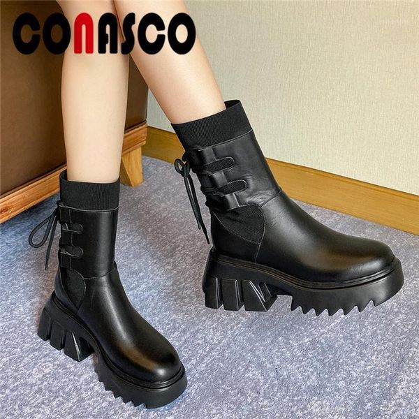 conasco fashion mid-calf boots for women genuine leather knitting shoes woman lace-up casual platforms boots autumn winter new1, Black
conasco fashion mid-calf boots for women genuine leather knitting shoes woman lace-up casual platforms boots autumn winter new1, Black
