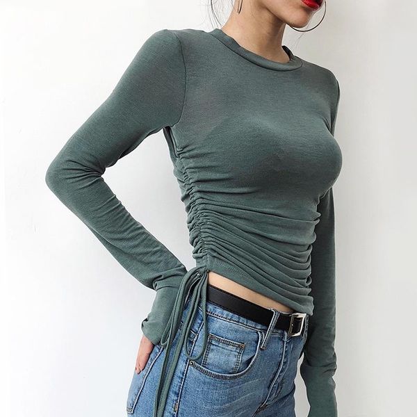 8 color sport women fitness gym long sleeve tee shirt elastic yoga crop female side drawstring running workout t-shirt, White;red
8 color sport women fitness gym long sleeve tee shirt elastic yoga crop female side drawstring running workout t-shirt, White;red