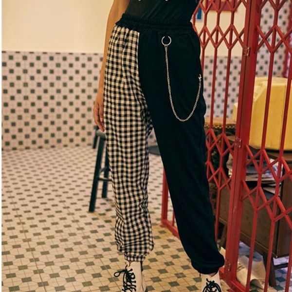 sports pants women fashion plaid patchwork casual trousers hip-hop girls dancing pant elastic high waist joggers bottoms 2020, Black;white
sports pants women fashion plaid patchwork casual trousers hip-hop girls dancing pant elastic high waist joggers bottoms 2020, Black;white