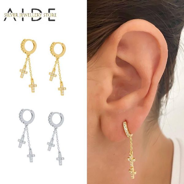 hoop & huggie aide fashion double cross chain pendientes earrings for women punk geometric ins pierced earings silver 925 jewelry gift, Golden;silver
hoop & huggie aide fashion double cross chain pendientes earrings for women punk geometric ins pierced earings silver 925 jewelry gift, Golden;silver