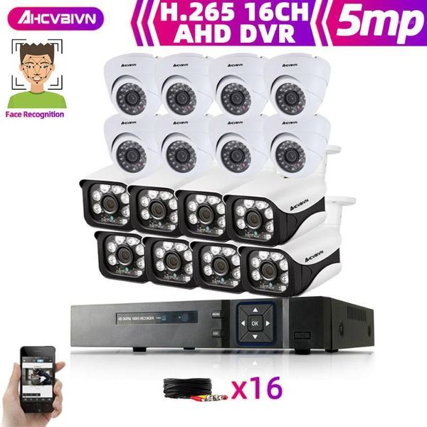 

systems ahcvbivn dvr cctv monitoring security camera system kit 16pcs ir outdo or 5.0mp p2p video surveillance set1