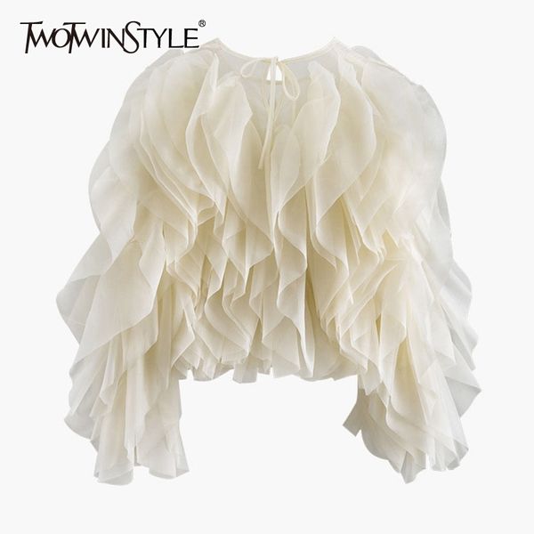 twotwinstyle elegant patchwork ruffles chiffon blouses women o neck lantern long sleeve loose shirt female clothing fashion tide y200403, White
twotwinstyle elegant patchwork ruffles chiffon blouses women o neck lantern long sleeve loose shirt female clothing fashion tide y200403, White