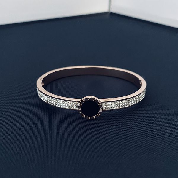 stylish stainless steel women statement bracelet bangle three rows diamond wristband, Black
stylish stainless steel women statement bracelet bangle three rows diamond wristband, Black
