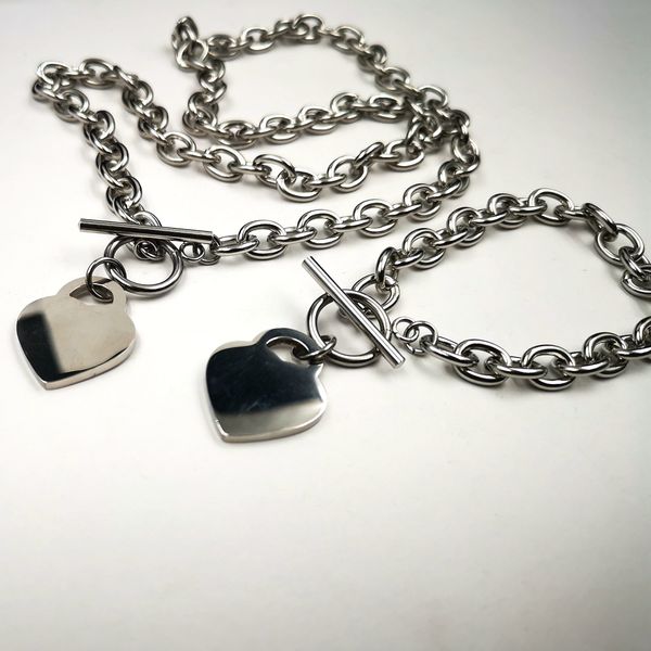 fashion love heart tag charms necklace bracelet jewelry set stainless steel 8mm oval chain choker matching silver for women 20''+8
fashion love heart tag charms necklace bracelet jewelry set stainless steel 8mm oval chain choker matching silver for women 20''+8